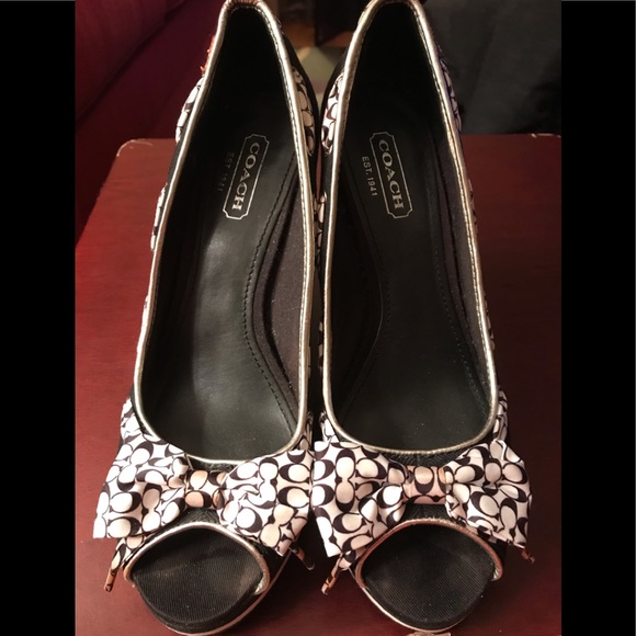 Coach Thalia Peep Toe Wooden Wedge Sandals - Picture 2 of 8